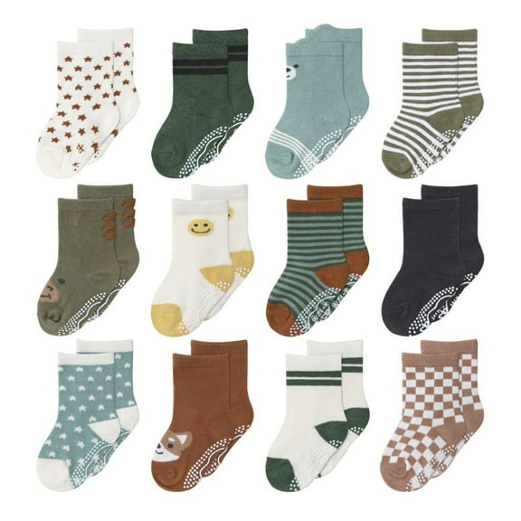 The Peanutshell Organic Baby Socks, Cotton Crew Socks for 3 Months, Neutral, 12 Pairs
