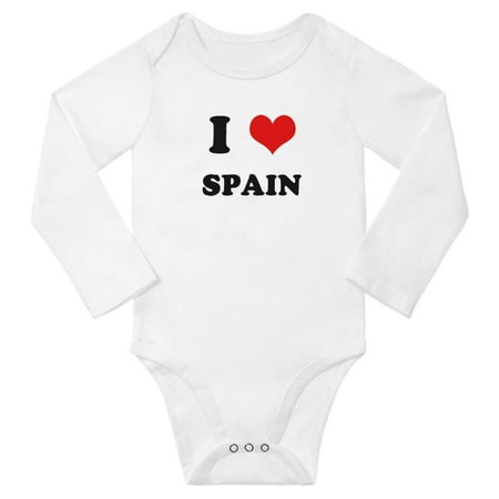 

I Heart Spain Love Spain Baby Long Bodysuits (White 3-6 Months)