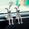 thumbnail image 2 of Long-eared Rabbit Decor 2pcs Long Ear Bunny Figurine Uv Electroplating Adhesive Sitting Rabbit Figure Model Toy Statue Car Dashboard Decoration, 2 of 8