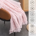 thumbnail image 4 of Ultra Soft Pre-Washed Quilted Throw Blanket, Ruffle Fringed Cream Boho Decorative Throw, Stone Washed Rustic Cozy Blanket for Sofa Couch Bed Chair, 50"x60", 4 of 8