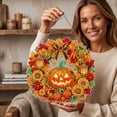 thumbnail image 5 of Halloween Pumpkin Diy Diamond Art Craft Hanging Wreath Kit, 3d Sparkling Pumpkin Shaped Diamond Pearl Art Craft Set, Decor for Wall Front Door Porch Indoor Wall Window Holiday Party Decoration, 5 of 6
