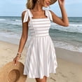 thumbnail image 5 of Karymi Wedding Guest Dresses for Women Striped Cute Bow Shoulder Straps Mini Dress, Square Neck A-Line Casual Summer Sundress Lightweight Airy Beach Dress Summer Dresses for Women, 5 of 9