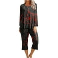 thumbnail image 2 of 2 Piece Outfits For Women 2PC Halloween Print Round Neck Long Sleeve Two-piece Comfortable Home Pajamas Set Sports Set Up to 65% off, 2 of 5