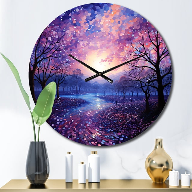 Designart "Transcendent Twilight Sky Photo wall art" Landscapes Oversized Wall Clock