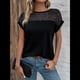 thumbnail image 4 of Blusa de Mujer con Cuello Redondo, Corta, Encaje Calado, para Salir A Trabajar Negro XXL, 4 of 7