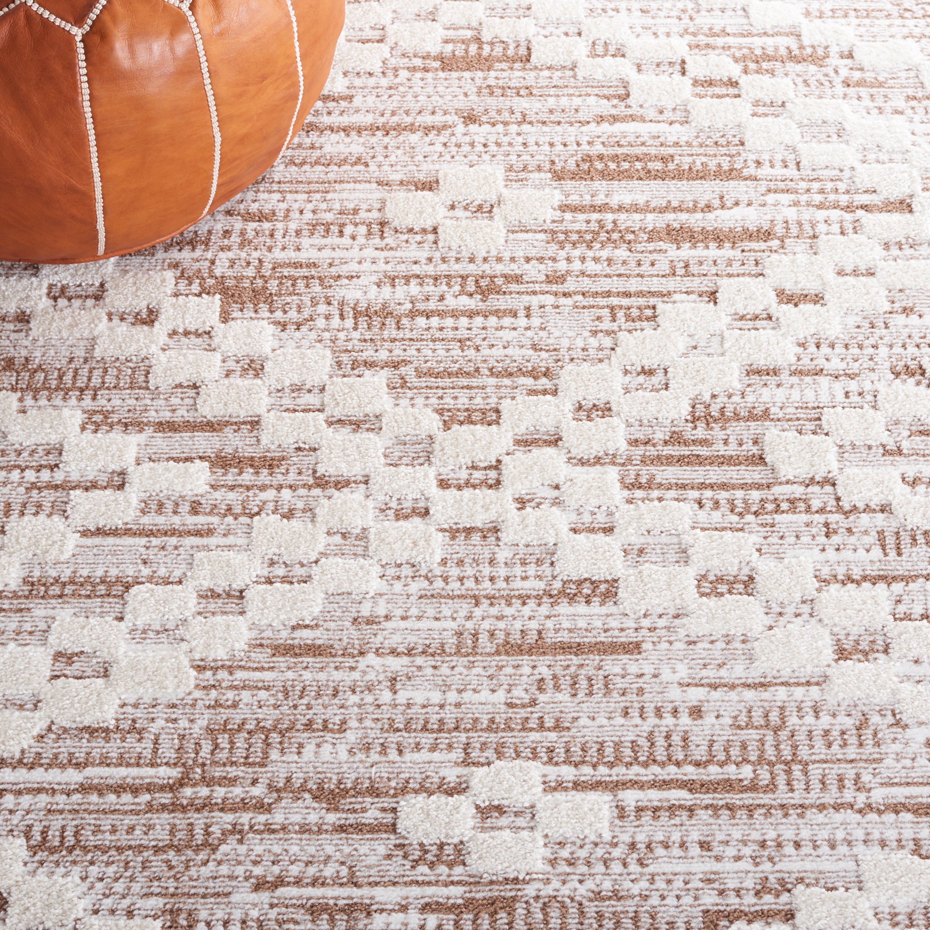 SAFAVIEH Alamo Burton Geometric Area Rug, Taupe/Ivory, 4' x 6'