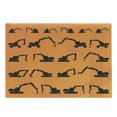 thumbnail image 1 of Construction Cutting Board, Excavator Black Silhouettes Tire Traces Track Machinery Industry Technology, Decorative Tempered Glass Cutting and Serving Board, Large Size, Orange Black, by Ambesonne, 1 of 1