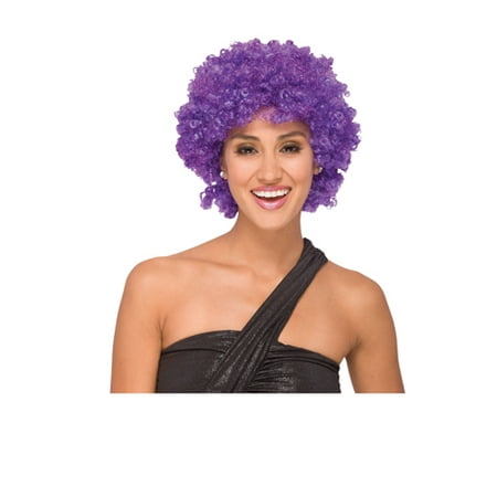 Womens Purple Glitter Afro Wig for Halloween Costume