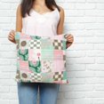 thumbnail image 2 of Spring Floral Checkered Pillow Covers 24x24 Inch Decorative Throw Pillow Cover, Turquoise Pink Buffalo Plaid Sofa Pillowcases Accent Cushion Case Home Decor Bedroom Living Room, 2 of 6