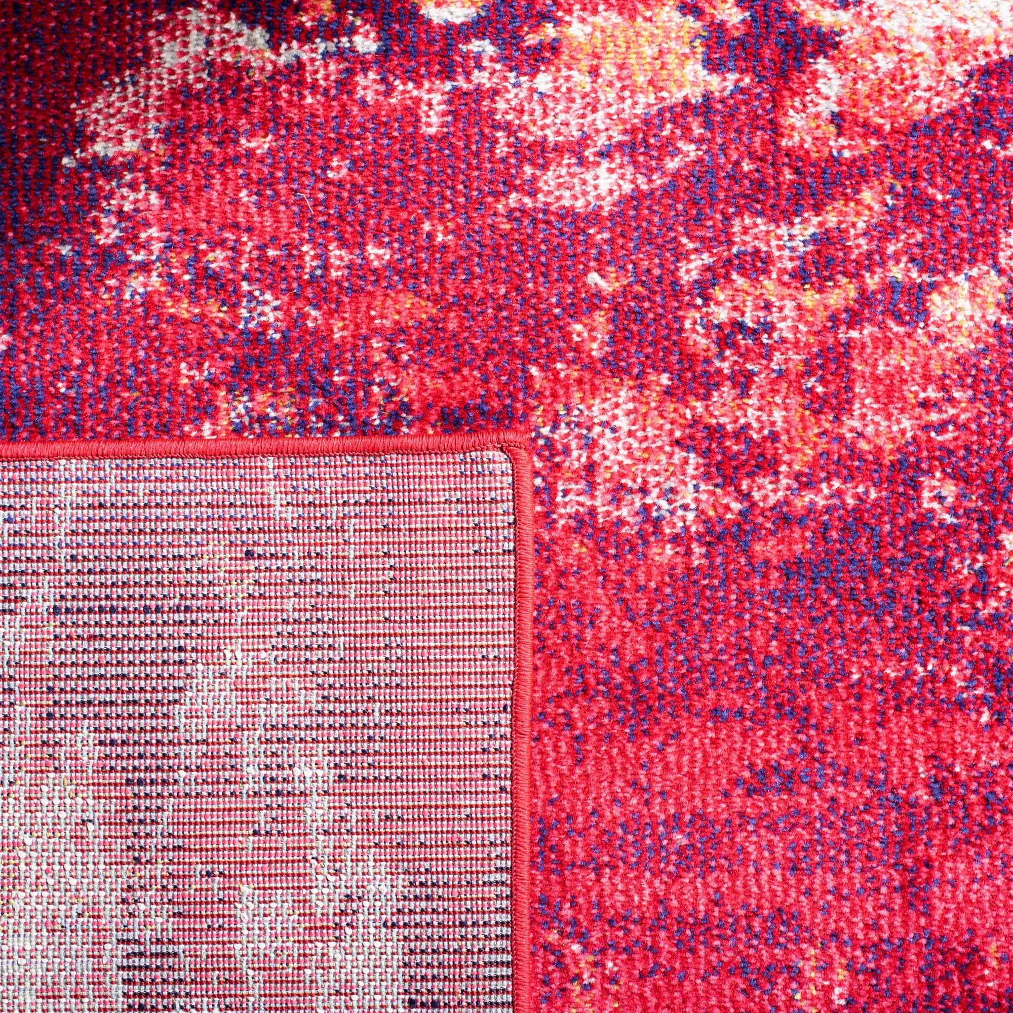 SAFAVIEH Madison Oscar Abstract Distressed Area Rug, Red/Ivory, 6'7" x 6'7" Square