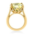 thumbnail image 3 of Gem Stone King 18K Yellow Gold Plated Silver Yellow Lemon Quartz and White Diamond Engagement Ring for Women (9.12 Cttw, 14MM Cushion Checkerboard, Size 8), 3 of 4