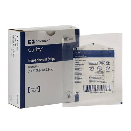 Curity Oil Emulsion Impregnated 3" x 3" Dressing Mesh/Knitted Fabric Sterile, 50 Count, 1 Pack