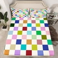 thumbnail image 2 of Erosebridal Vintage Checkered Sheet Set Full, Square Geometric Bedding Sets Full Size, Buffalo Check Decor, 2 of 7