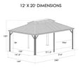 thumbnail image 7 of Kozyard Alexander 12' X 20' Hardtop Permanent Aluminum Metal Gazebo with Galvanized Steel Double Roof Canopy, Curtain and Netting, Gazebo Pavilion for Patio, Backyard, Deck, Lawn (Gray), 7 of 7