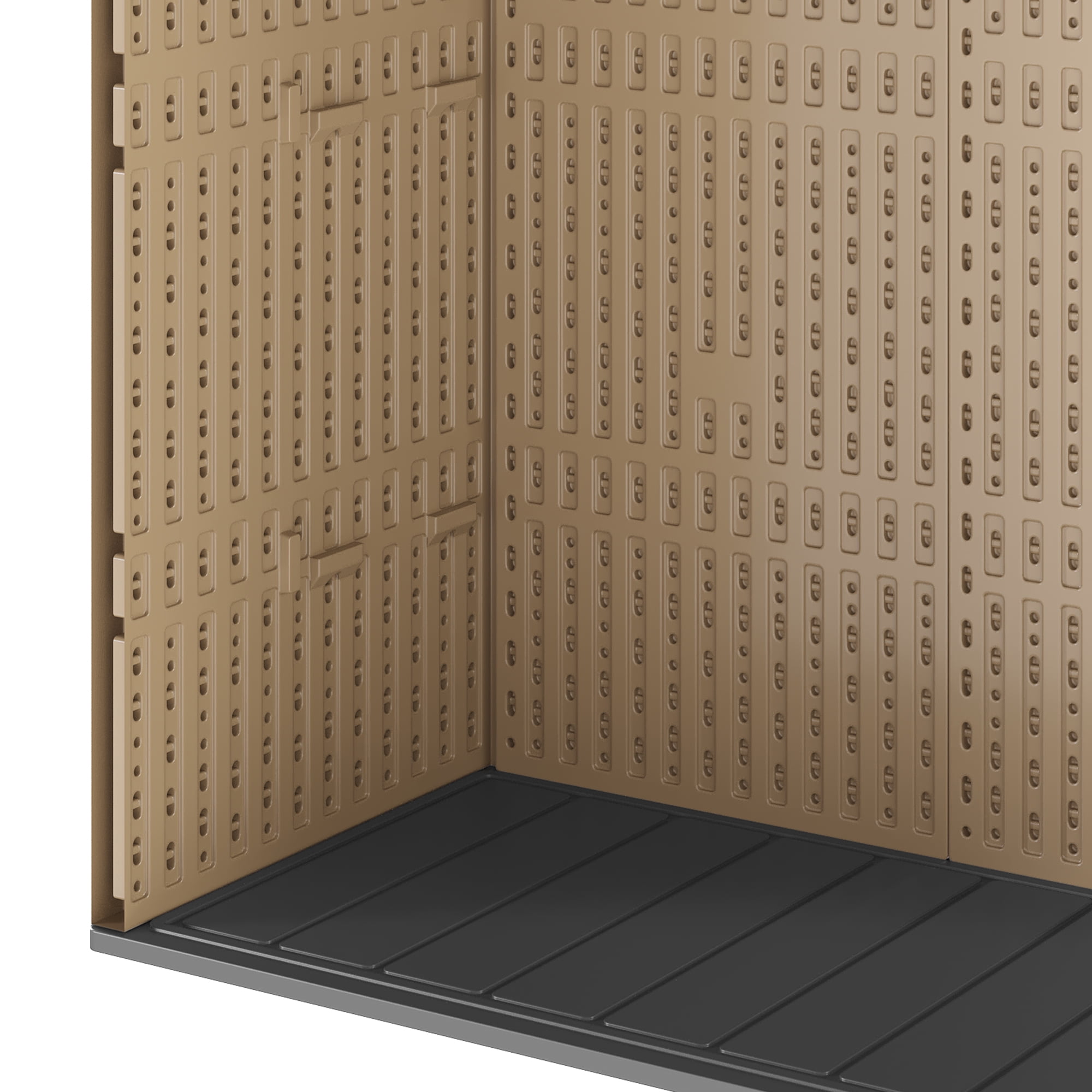 Dextrus Tall Outdoor Storage Shed, Vertical Lockable Tool Storage Resin Shed for Garden, Garage, Patio, No Shelves Included, Brown