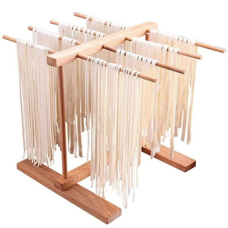 8SOM Bamboo Pasta Drying Rack with Transfer Wand and 12 Bars, Easy to  Transfer for Drying Pasta and Cooking, Special Suspension Design for Large