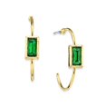 thumbnail image 4 of 1928 Jewelry 14K Gold Dipped Square Crystal Open Hoop Stainless Steel Post Earrings, 4 of 4