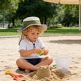 thumbnail image 4 of IVEYRTF Kids Sun Hat with Neck Flap Color Block Breathable Mesh UV Protection Adjustable for Boys Girls 2-8 Years Outdoor Bucket Hat, 4 of 8