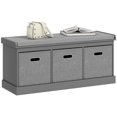 thumbnail image 1 of HOMCOM Shoe Bench with Cushion Seat, 3 Fabric Drawers for Entryway Hallway, 1 of 10