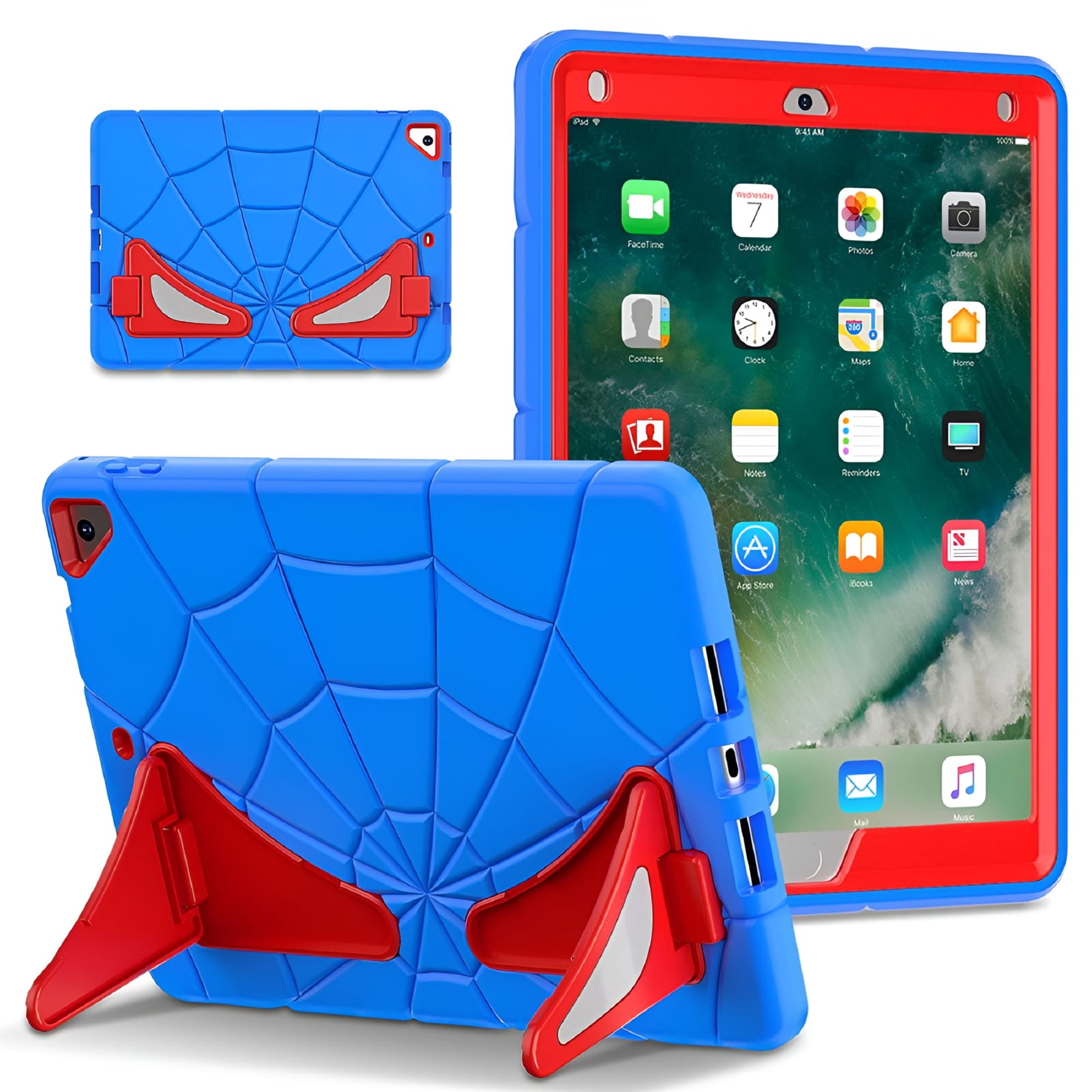 GJX 6th Gen 9.7” Case Kids Tablet Cover Silicone+PC Air 2/Pro 9.7 inch/ 5th Gen Spider Case