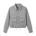 thumbnail image 5 of IUYRTFE Women's Collared Button Down Utility Jacket with Flap Pockets Lightweight Long Sleeve Casual Outdoor Coat, 5 of 9