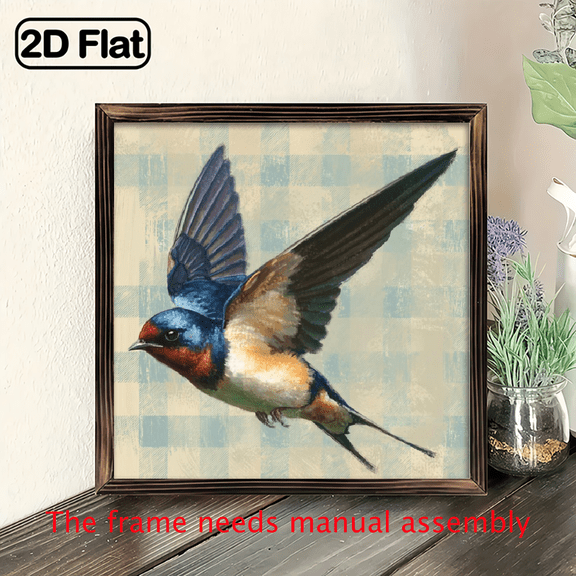2D Flat Art work Measuring 8X8 Inches Designed for Bedroom Wall Decoration, Featuring Country-Style Floral Themes And Decorative Wall Paintings