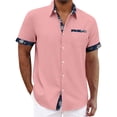 thumbnail image 1 of Camisa hawaiana para hombres, camisas de bolos vintage con botones, camisa de playa de verano de manga corta rosa/3XL, 1 of 4