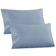 thumbnail image 1 of 1000 hilos, suave y liso, 100% tejido de satén de algodón, calidad hotelera, juego de 2 fundas de almohada King de estilo clásico, color azul, se adapta a almohadas tamaño King, 1 of 1