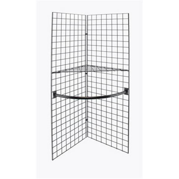 Black Wire Grid V Unit Display with Shelf & Hangrail- Black Grid Wall Art Display Panels - Versatile Wire Grid Wall Display Rack for Retail and Fairs - V Unit Design for Efficient Presentation