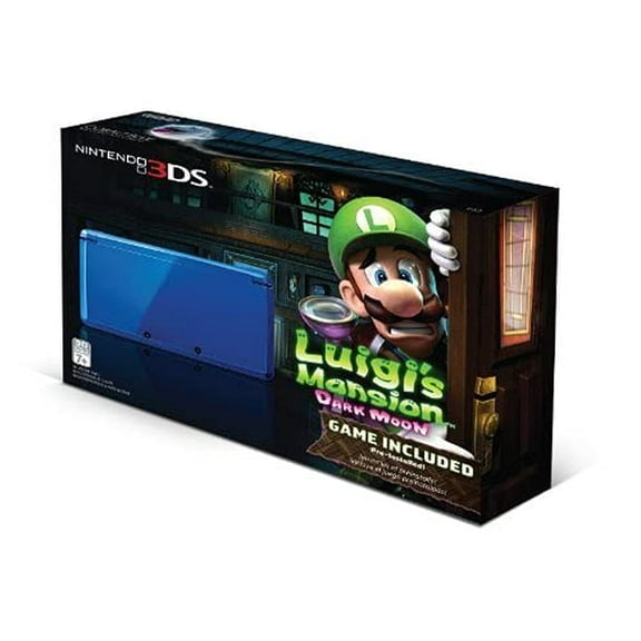 Restored Nintendo 3DS Cobalt Blue Video Game Console, Luigi's Mansion: Dark Moon, 4 GB, 1 Pack