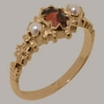 thumbnail image 2 of LBG British Made Spectacular 18k Rose Gold Natural Garnet & Cultured Pearl Womens Statement Ring - 33 size options - Size 10.5, 2 of 9