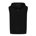 thumbnail image 3 of IYTR Mens Sports Tank Tops With Pocket Sleeveless T Shirts Casual Comfy Summer Solid Color Zipper Hooded Lightweight Athletic Running Workout Tank Tops Black XL, 3 of 5