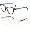 thumbnail image 2 of 2 Pairs Women 2 Tone Oval Tortoise Temple Optical Frame Fashion Reading Glasses Reader - ZT102 +2.00, 2 of 5