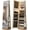 Wood, variant on HNEBC LED Light Jewelry Organizer Mirror 360° Rotating Jewelry Armoire with Door Mirror Large Storage Jewelry Cabinet Organizers-B_White