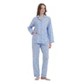 thumbnail image 4 of Apparonia Women's Pajama Sets Cotton Nightwear Long-Sleeve Button Front Shirt and Pant Sleepwear Notch Collar Pjs Lounge Sets Blue with Pink Flowers​ XL, 4 of 7