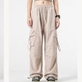 thumbnail image 2 of Daiosportswear Cargo Pants Women Baggy High Waisted Parachute with Pockets Wide Leg Y2K,Pants for Women Khaki M(M), 2 of 6