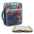 thumbnail image 2 of Xixirimido Quilted Bible Cover Bible Case for Women, Large Bible Carrying Case with Handle, Bible Study Supplies & Christian Gift for Men Stained Glass Cardinal Cherry Blossom Pattern, 2 of 7