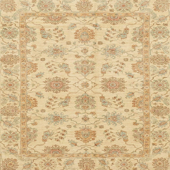 Ahgly Company Machine Washable Indoor Square Abstract Yellow Area Rugs, 6' Square