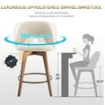 thumbnail image 5 of Zesthouse 26.8" Swivel Bar Stools Set of 2, Linen Upholstered Counter Height Stools with Open Back and Wood Legs, Mid Century Barstools Kitchen Bar Chairs for Pub Dining Room, Beige, 5 of 11