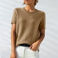 thumbnail image 2 of Gold Office Clothes for Women, Short Sleeve Womens Tee Shirt Tops, Polyester Plus Size Blouses for Women, Women's Round Neck d Loose T Shirt With A Knit Bottom Top, 2 of 9