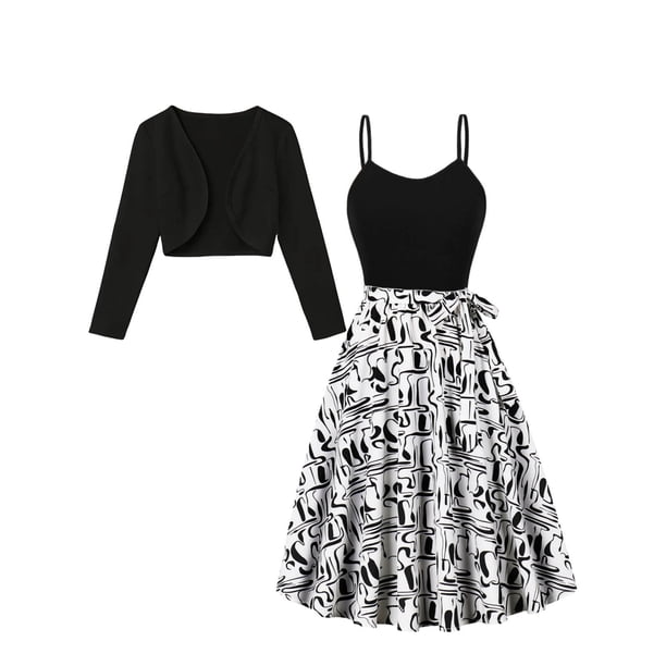 Mini Vestido de Verano de la Moda de las Mujeres Impreso Camis sin Mangas Cuello en V, Vestido Casual para Diario Y Vacaciones