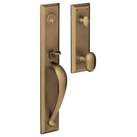 Full Escutcheon - Baldwin 6403050ENTR Satin Brass and Black Images, Cody Cody Style Full Escutcheon Single Cylinder Handleset with Interior Oval Knob 6403.ENTR