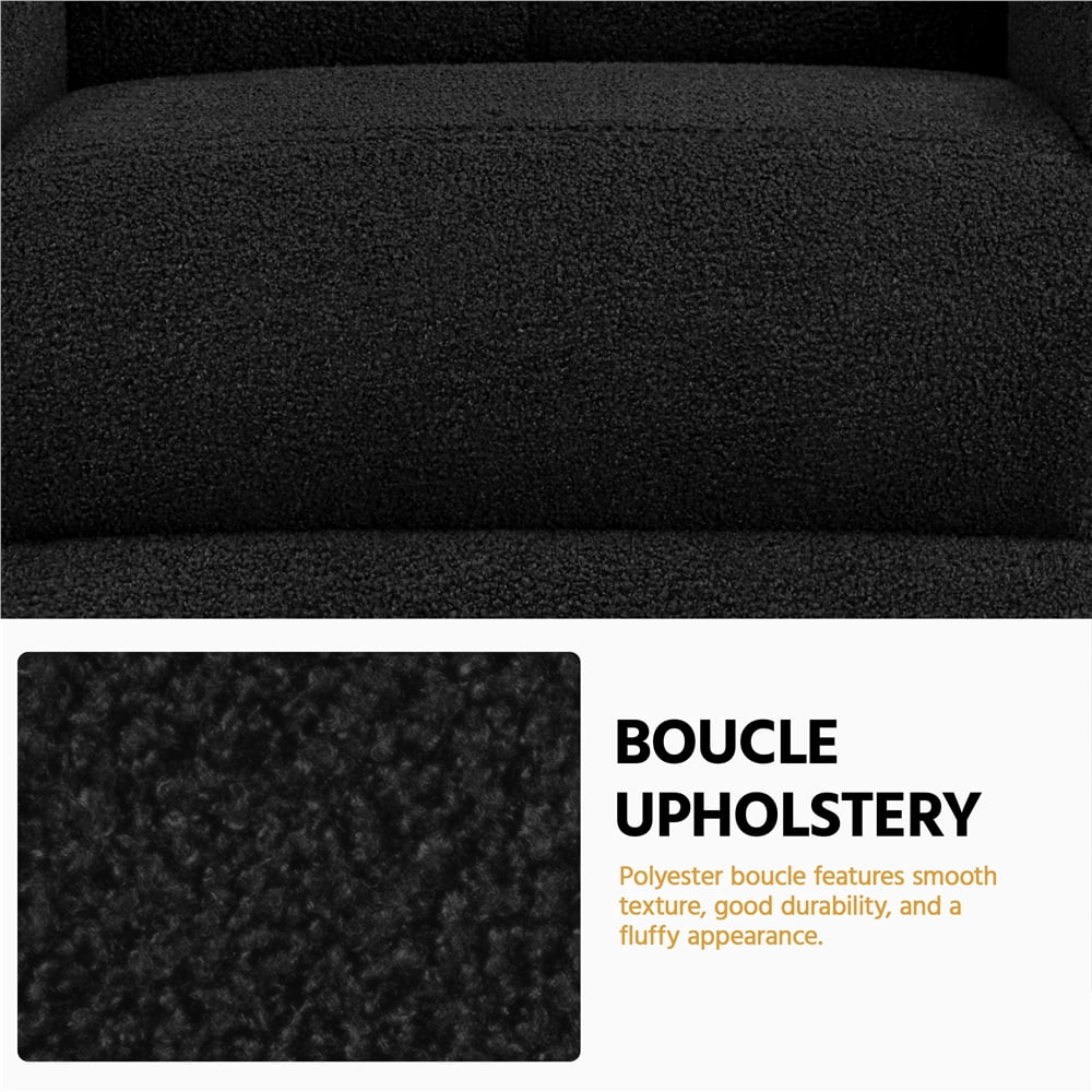 Yaheetech Modern Upholstered Boucle Recliner Chair with Pocket Springs, Black