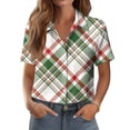 thumbnail image 2 of Dwralegc Womens Short Sleeve Tunic Blouse Button Down Short Sleeve Shirts Casual Dressy Work Tops Business Summer Spring Solid Color V Neck Top Green M, 2 of 5