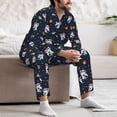 thumbnail image 7 of Yiaed Panda Astronaut Print Men’s Pajamas Set - Long Sleeve Button Down Sleep Shirt and Pajama Bottoms Sleepwear Set Mens Pjs Sets Men's Pajama Bottoms-Small, 7 of 7