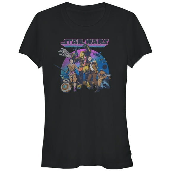 Junior's Star Wars The Force Awakens Poe Dameron Crew  Graphic Tee Black Large