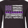 thumbnail image 4 of Inktastic Epilepsy Awareness Purple Ribbons and Flag Long Sleeve Youth T-Shirt, 4 of 5