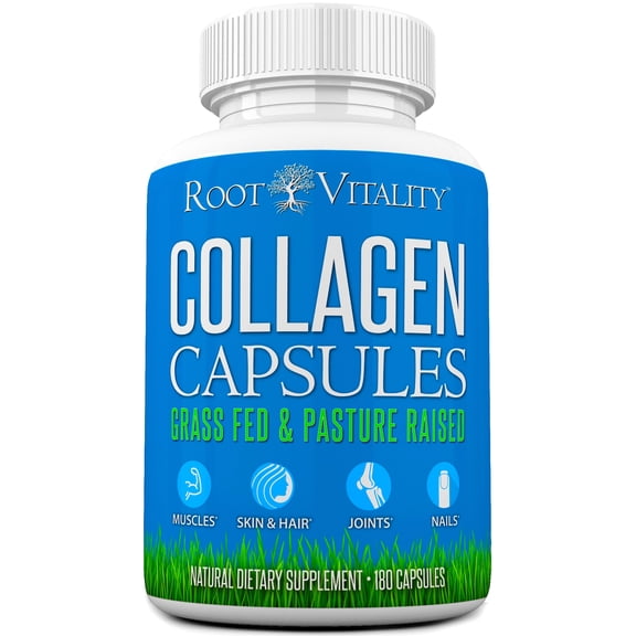 Root Vitality Collagen Pills for Hair, Skin, Nails & Joints, Collagen Peptides, 180 Pills