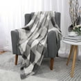 thumbnail image 3 of Unique Bargains Plush Buffalo Reversible Plaid Flannel Fleece Blanket, Throw, Grey White, 3 of 8