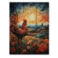 thumbnail image 3 of Designart "Roaster Barnyard Charm II" Animals Print on Natural Pine Wood, 3 of 5